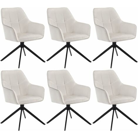 Woltu – Lot de 6 chaises de salle à manger pivotantes 360° – Velours crème avec accoudoirs – Pieds en métal antidérapants – Dimensions 45x41x86cm (1/5)