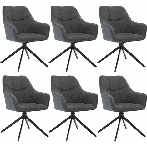 WOLTU Lot de 6 Chaises de Salle à Manger Pivoter à 360°en Chenille + velours côtelé + métal, 45 x 41 x 86cm, Chaise de Cuisine avec Dossier, Gris Foncé (1/5)