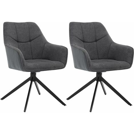 WOLTU Lot de 2 Chaises de Salle à Manger Pivoter à 360°en Chenille + velours côtelé + métal, 45 x 41 x 86cm, Chaise de Cuisine avec Dossier, Gris Foncé (1/5)