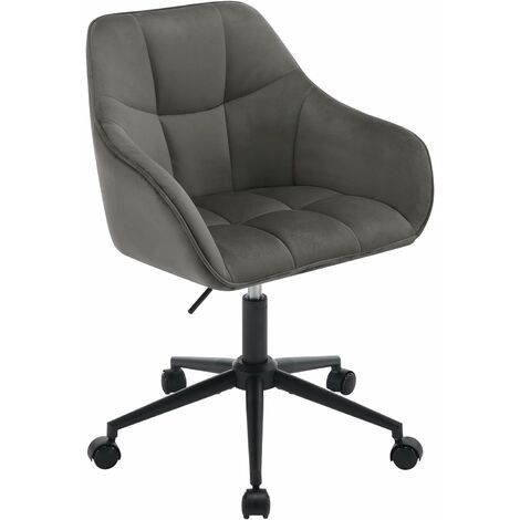 WOLTU Chaise Bureau en Velours, Fauteuil de Bureau Hauteur Réglable, Gris Foncé+Noir