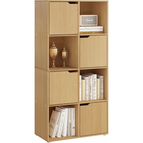 Woltu – Bibliothèque en bois d'ingénierie 60 x 30 x 120 cm – 8 compartiments – Finition mélaminée hydrofuge – Chêne clair pour rangement sécurisé