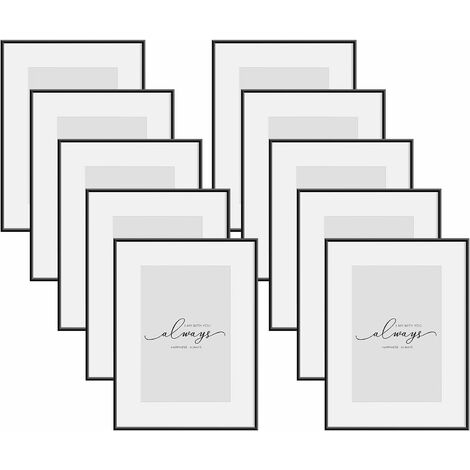 WOLTU Lot de 10 Cadre Photo 20x30cm, Cadre Décoration Murales en aluminium, Noir