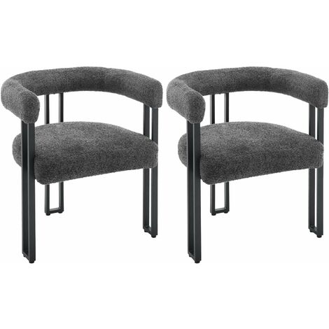 Woltu – Lot de 2 chaises de salle à manger en chenille et métal – Dossier et accoudoirs rembourrés – Capacité 150 kg – Dimensions 61.5x51.5x72 cm