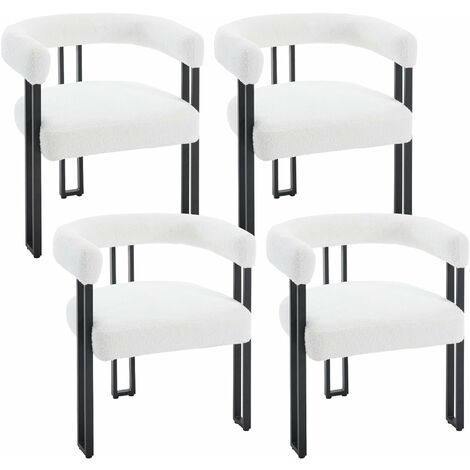 Woltu – Lot de 4 chaises de salle à manger en chenille douce – Pieds en métal – Capacité 150 kg – Design moderne et confortable – Dimensions 61.5x51.5x72 cm