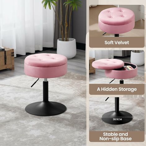 Tabouret De Bar Velours Rose Palazzo INT - Dossier Et Repose-pieds, Style Vintage/rétro, Neuf
