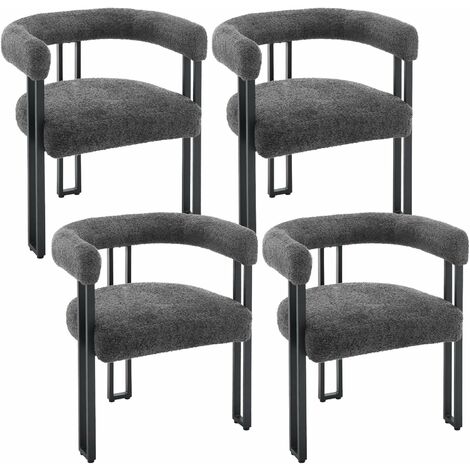 Woltu – Lot de 4 chaises modernes en chenille et métal – Confort rembourré – Capacité de charge 150 kg – Dimensions 61.5x51.5x72 cm – Gris foncé