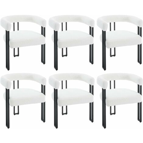 Woltu – Lot de 6 chaises de salle à manger en chenille et métal – Dossier et accoudoirs rembourrés – Capacité de charge 150 kg – Dimensions 61.5x51.5x72 cm