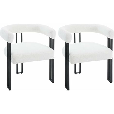 Woltu – Lot de 2 chaises de salle à manger en chenille et métal – Dossier et accoudoirs rembourrés – Capacité de charge 150 kg – Dimensions 61.5x51.5x72 cm (1/5)