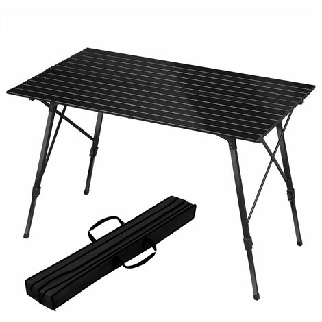 Woltu – Table de camping pliante en aluminium 120x68.5cm – Réglable en hauteur 59-78.5cm – Charge max 45kg – Sac de rangement inclus