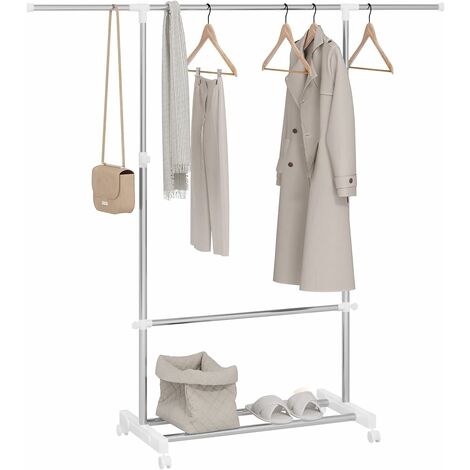 Portant à Vêtements Réglable à 4 Niveaux Avec 3 Tringles De