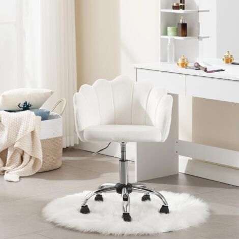 Woltu – Chaise de bureau en velours et métal – Dossier en forme de pétale – Hauteur réglable 44-53.5 cm – Capacité 150 kg – Pour bureau ou coiffeuse