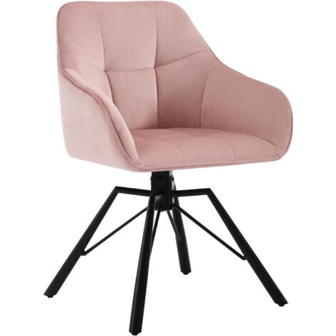 Woltu – Chaise pivotante 360° en velours et métal – Design scandinave – Confort optimal avec accoudoirs – Dimensions 58.5x54.5x82.5cm – Couleur rose (1/5)