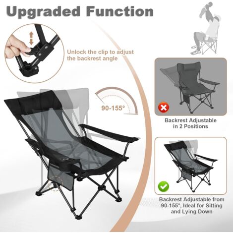 Portable Léger Sac Transport Set De 2 Chaises Camping WOLTU - Pliantes Et Légères - Dossier Réglable - Porte-gobelet - 150kg Charge Mobilier Outdoor Pliable