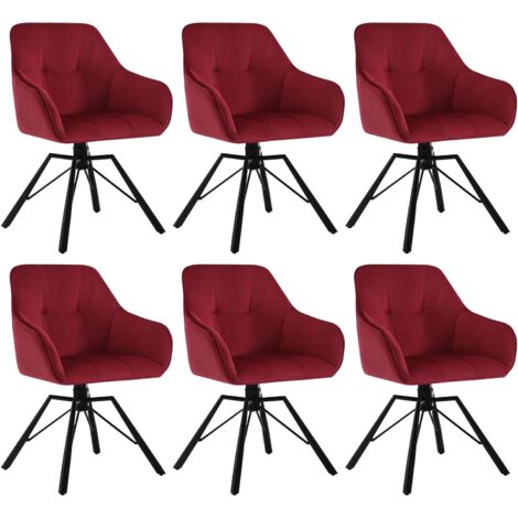 Woltu – Lot de 6 chaises pivotantes 360° en velours et métal – Chaise salle à manger scandinave – Accoudoirs et dossier confortables – Capacité 150 kg