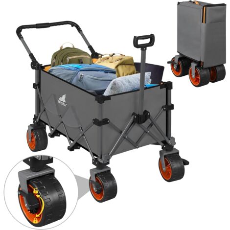 Chariot De Plage Pliable Tout Terrain YEAUPE PRO - Capacité 200KG, Roues 4x4, Poignée Réglable, Camping & Transport