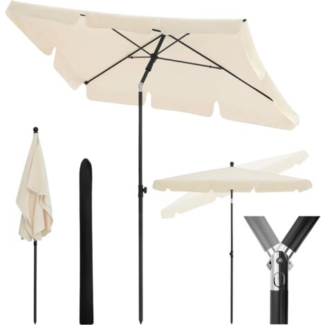 WOLTU Parasol de Jardin Extérieur 2x1,2m, Parasol Plage, Parasol Rectangulaire Inclinable, Hauteur Réglable, Protection UV, 180g/m², Beige