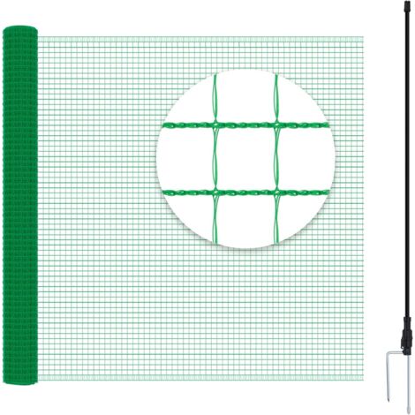 WOLTU Filet de Volière 25x1, 2m, 53 g/m² PE, Filet Anti-Oiseaux Filet de Protection Jardin, Clôture pour Poules, avec Cordes Piquets de Terre Attaches-Câbles, Vert (1/5)