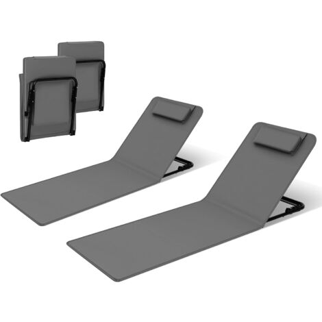 Woltu – Transat pliable 2 pièces 48x132x54 cm – Métal et tissu Oxford – 3 positions réglables – Oreiller rembourré – Capacité 110 kg (1/5)