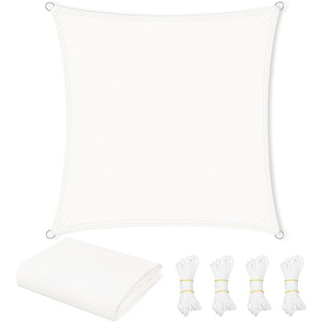 WOLTU Voile d'Ombrage Imperméable 3,6x3,6 m, en PES, 200 g/m² Polyester, Toile Parasol Protection Solaire et Rayons UV, Beige (1/5)
