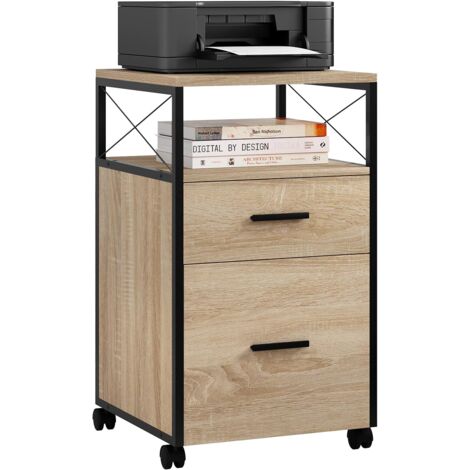 WOLTU Caisson de Bureau à roulettes, Armoire Mobile, Meuble de Rangement, 40x40x69cm, Effet Bois Clair (1/5)