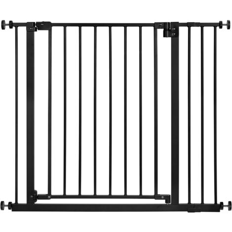 WOLTU Barrière de Sécurité en Métal, Barrière d'Escalier et Porte pour Enfant, Chien, Chat, pour Passage de 75-97cm de Largeur, Noir