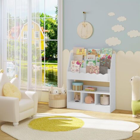 SONGMICS Étagère Pour Jouets, 3 Compartiments Bibliothèque Pour Enfants, Boîte à Jouets Mobile Avec Roulettes Multi Usage Pour Chambre Denfant Et Salle De Jeux Gris Tourterelle 81919376