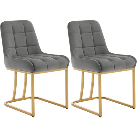 Woltu – Lot de 2 chaises en velours gris foncé – Chaise salle à manger, cuisine, salon – Dimensions 39x45 cm, hauteur 84 cm – Assise confortable