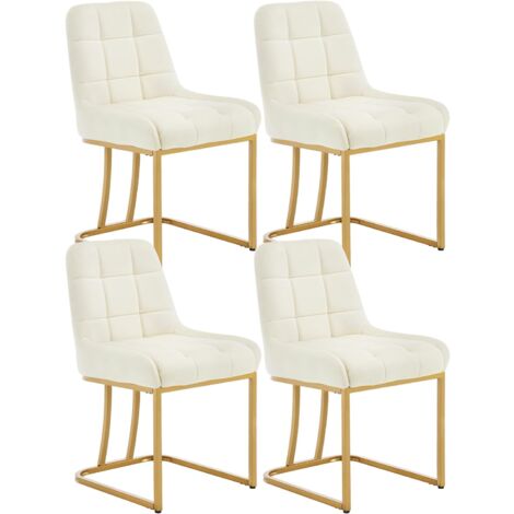 Woltu – Lot de 4 chaises salle à manger en velours crème – Chaise cuisine, chaise salon, chaise coiffeuse – Dimensions 38 x 39 x 84 cm – Capacité 150 kg