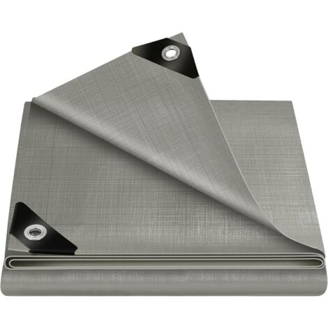 WOLTU Bâche de Protection en PE 180g/m², 1, 5×6 m, Bâche Imperméable, Indéchirable et Multi-Usage avec Œillets en Métal pour Remorque, Camionnette, Bateau, Jardin, Bois, Foin, Gris