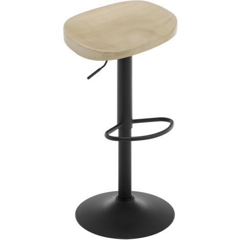 Woltu – Tabouret de bar réglable en hauteur – Siège pivotant 360° – Base stable 41 cm – Bois massif et métal – Capacité 150 kg