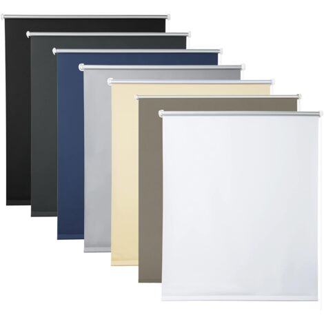 Woltu – Store enrouleur occultant thermique 80x150cm – Revêtement argenté anti-lumière – Montage sans perçage – Pour fenêtres et portes