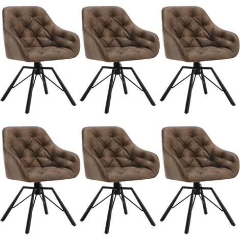 WOLTU Lot de 6 Chaises Salle à Manger Pivotante, Chaises de Cuisine en PU + Métal, Chaises à Haut Dossier, Chaises Scandinave, Marron