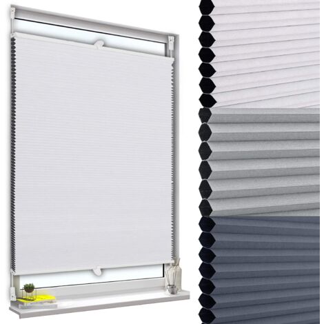 WOLTU Store plissé nid d'abeille 95x120cm sans perçage avec Porte-Pince, Store plissé antisolaire avec Feuille d'aluminium intégrée, Blanc