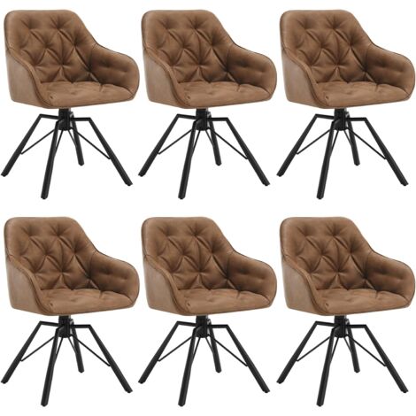 WOLTU Lot de 6 Chaises Salle à Manger Pivotante, Chaises de Cuisine en PU + Métal, Chaises à Haut Dossier, Chaises Scandinave, Marron Clair