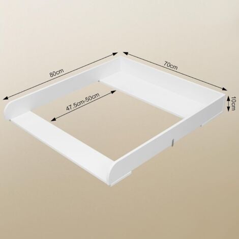 WOLTU Plan à Langer, 70x80 cm, Plan à Langer pour Commode (Profondeur : 47, 5-50 cm), Plateau à Langer Amovible, Blanc