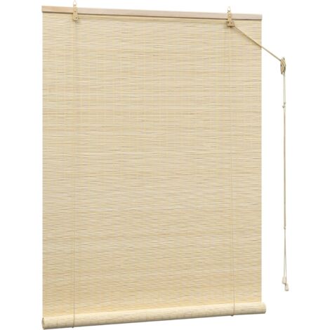 WOLTU Store Enrouleur Bambou, 90x220 cm, Store Bambou, Protection Solaire, Store Vénitien en Bambou, Tirage Latéral, Store Occultant, Respirant, pour Fenêtre et Porte, Nature