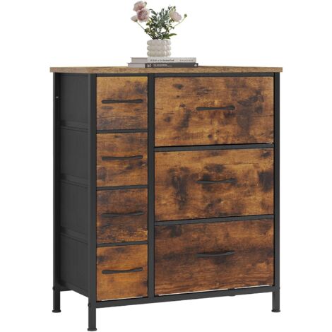 WOLTU Commode, Commode Chambre, à 7 Tiroirs en Tissu, Meuble de Rangement, Cadre en Métal, Plateau en Bois d'Ingénierie, Marron Rustique et Noir (1/5)