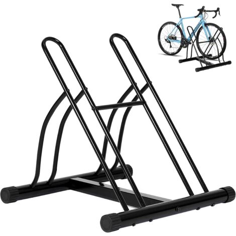 WOLTU Râtelier Vélo, Range Vélo pour 2 Bicyclettes, Support Vélo Sol, pour Pneu Max, 60mm, en Métal, Noir