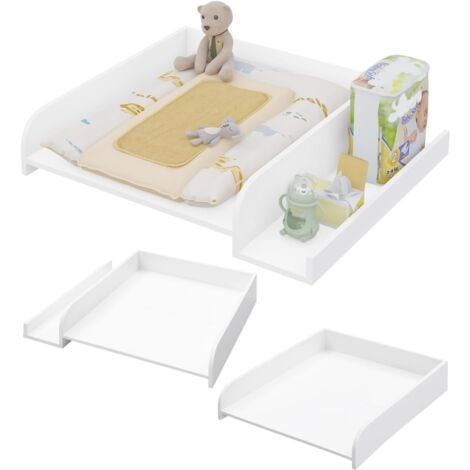 WOLTU Plan à Langer pour Machine à Laver, 80x70x16, 5cm, Planche à Langer Bébé, avec Rebord de Protection et Étagère de Rangement, Blanc