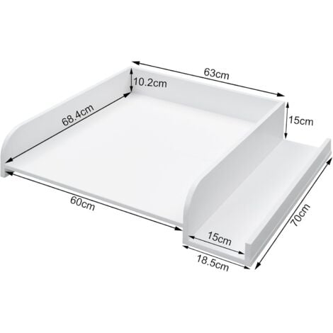 WOLTU Plan à Langer pour Machine à Laver, 80x70x16, 5cm, Planche à Langer Bébé, avec Rebord de Protection et Étagère de Rangement, Blanc