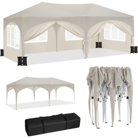 Woltu – Tonnelle de jardin 3x6m – Tissu Oxford 210D – Hauteur réglable 250/254/258 cm – Imperméable avec 6 parois latérales – Sac de transport inclus