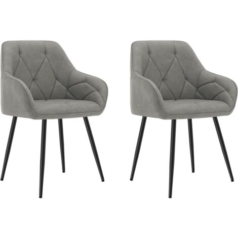 WOLTU Lot de 2 Chaises de Salle à Manger en Simili Cuir, Chaise de Cuisine avec Dossier, Accoudoirs, Pieds en Métal, Chaise Ergonomique,Gris Foncé