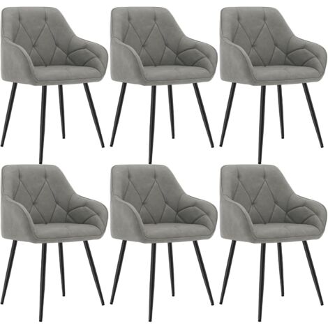 WOLTU Lot de 6 Chaises de Salle à Manger en Simili Cuir, Chaise de Cuisine avec Dossier, Accoudoirs, Pieds en Métal, Chaise Ergonomique,Gris Foncé