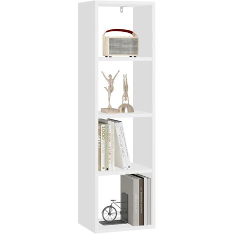Woltu – Bibliothèque enfant 4 niveaux – Étagère cube blanche 30x23,5x106,5cm – Bois composite mélaminé – Capacité 50kg