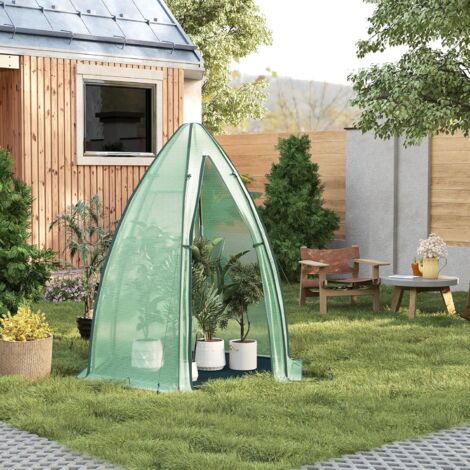 Mini Serre de Jardin WOLTU, 160x160x180cm,Petite Tente pour Plantes, en PE 130gsm, Serre Demi-Transparent,Vert translucide (1/5)