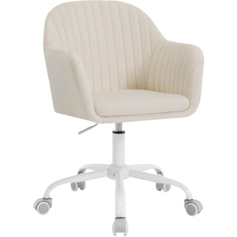 Woltu – Chaise de bureau ergonomique en velours – Hauteur réglable 45-52,5 cm – Siège rotatif 360° – Capacité 150 kg – Base métallique avec roulettes PU