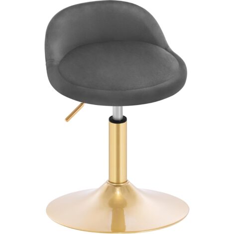 Woltu – Tabouret de bar pivotant réglable en hauteur 42,5-59 cm – Velours gris foncé et métal doré – Ergonomique et résistant à l'usure