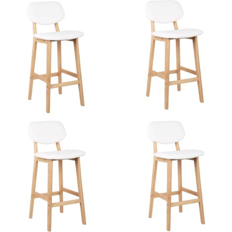 Woltu – Lot de 4 tabourets de bar – Structure en bois massif – Siège en simili cuir – Hauteur d'assise 65 cm – Design scandinave élégant