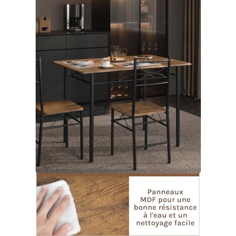Ensemble Table Et 4 Chaises WOLTU - MDF Et Métal, 110x70cm, Marron Et Noir