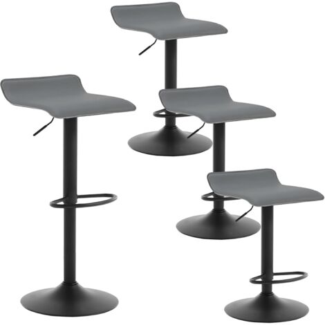 Lot de 4 Tabourets de Bar WOLTU, Tabourets réglable et Rotatif, Assise en Similicuir et Structure en Acier chromé, Gris (1/5)